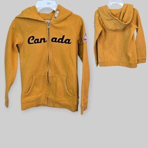 Canadiana Yellow  Canada Hooded Sweater Jacket Kids Medium 7-8